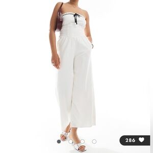 Hollister strapless linen mix blend jumpsuit